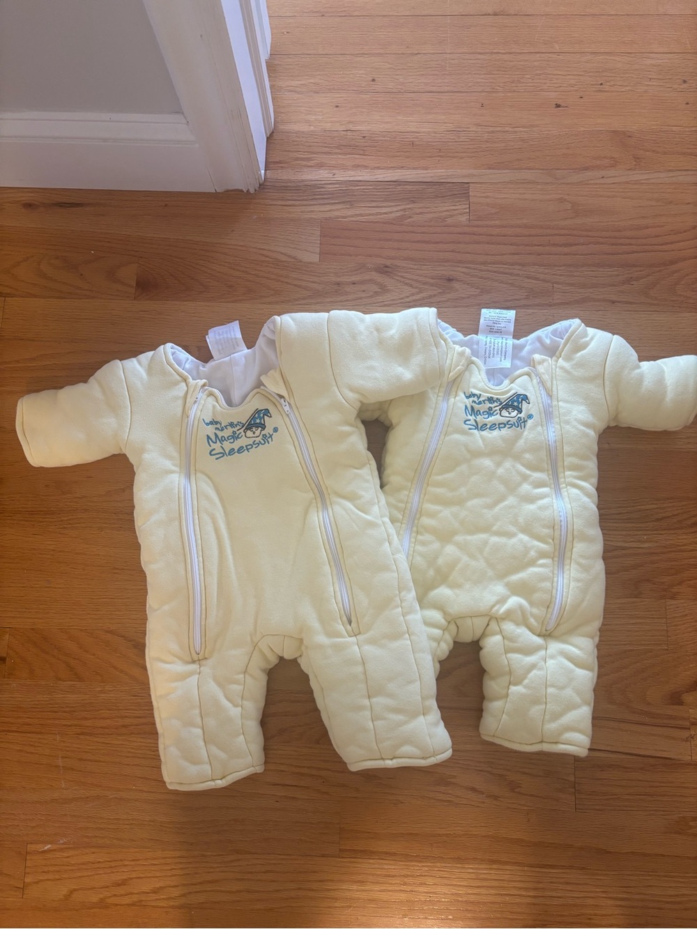 Set of 2 Light Yellow Baby Merlin’s Magic Sleepsuits Size Small (3-6 months)